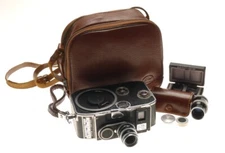 Bolex b8 twin lens cine camera Yvar filtin 1:2.8 f=12.5mm f=36mm parallax prisms