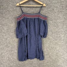 Unbranded Dress Women M Blue Mini Short Cold Shoulder Short Sleeve Rayon