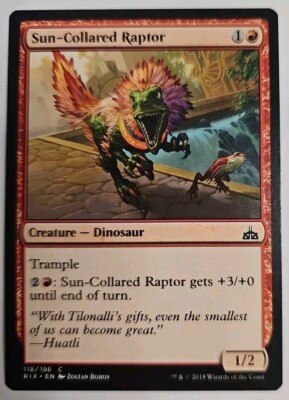 mtg red dinosaur cards MTG Magic The Gathering Card Sun-Collared Raptor Creature Dinosaur Red RIX  2018