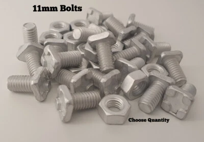 Greenhouse Bolts & Nuts 11mm Aluminium SQUARE Head Bolts Greenhouse Clips