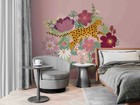 3D Pink Floral Leopard Wallpaper Wall Mural Removable Self-adhesive 363
