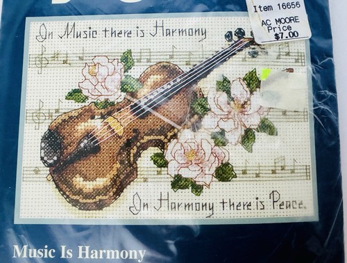 Dimensions Counted Cross Stitch Kit “Music Is Harmony” #16656 Vintage Violin - Picture 2 of 6