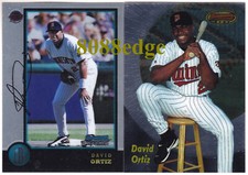 (2) 1998 BOWMAN CHROME/BOWMAN'S BEST: DAVID ORTIZ #71 #173 TWINS/RED SOX RC LOT