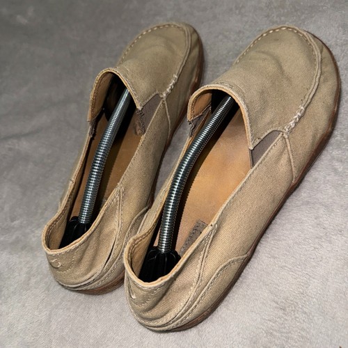 Olukai Puhalu Canvas Slip On Loafers Shoes Mens US 12 10294-1033 Khaki Moc Toe - Picture 4 of 8
