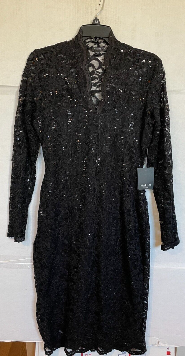 MARINA LACE SHEATH DRESS WOMENS SIZE M MEDIUM BLACK NEW | eBay MARINA LACE SHEATH DRESS WOMENS SIZE M MEDIUM BLACK NEW | eBay