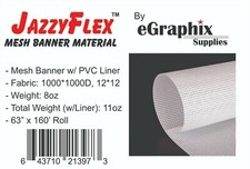 Mesh Banner Material w Liner, 1000x1000, White 63 in x 160 ft Roll