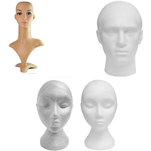 Cabeza de exhibición de maniquí espuma de poliestireno/plástico macho hembra cuello unisex de cisne - Imagen 2 de 21