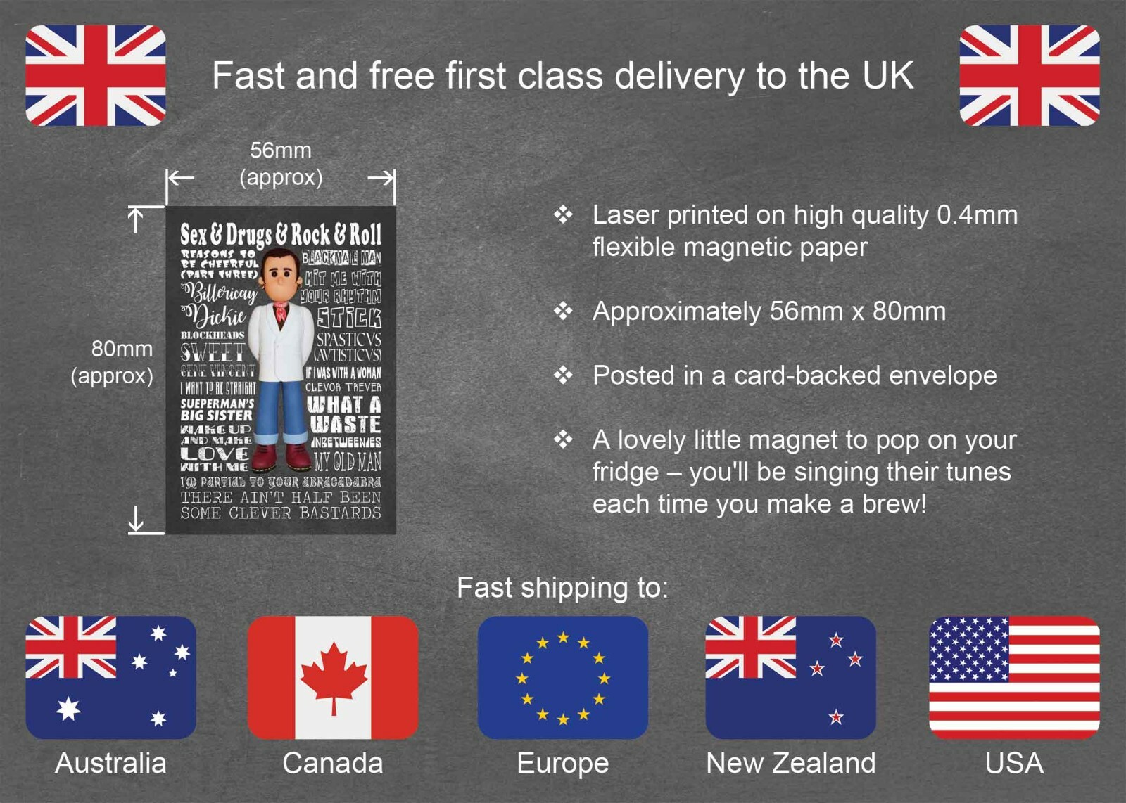 Inspired by Ian Dury & the Blockheads Fridge Birthday Secret Santa NOT 3D eBay