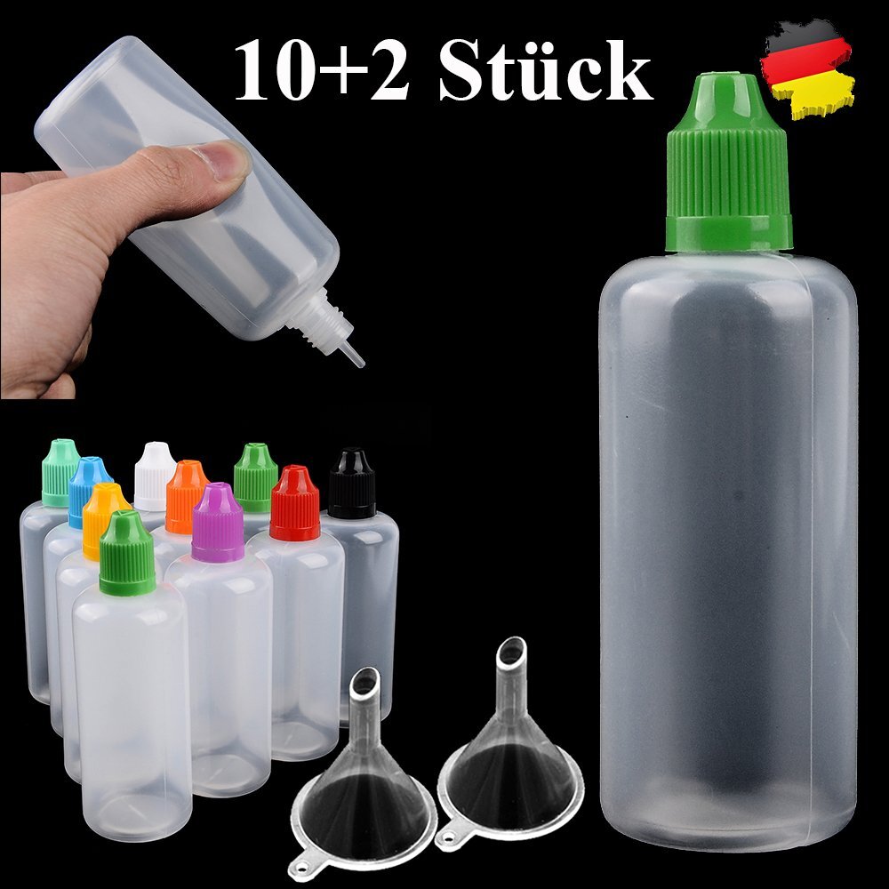 10 botellas de líquido de 100 ml Liquid Dropper Bottle botellas de goteo con 2 embudos