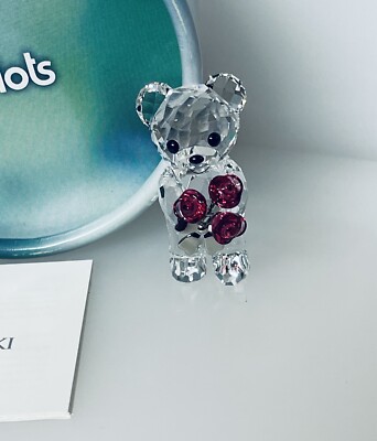 NIB Authentic Swarovski Kris Bear Red Roses For You Crystal