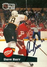Dave Barr autographed Hockey Card (Detroit Red Wings) 1991 Pro Set #65