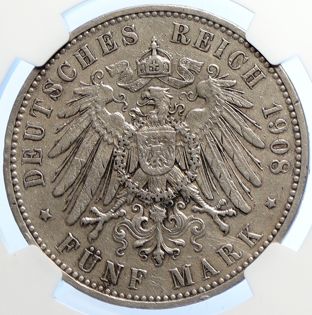 1908 E German States SAXONY KING FRIEDRICH AUGUST Silver 5 Mark 1908 E German States SAXONY KING FRIEDRICH AUGUST Silver 5 Mark