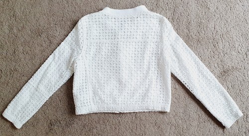 Cotton On Outerwear Womens Size 8 White Embroidered Holey Cropped Bomber Jacket - Picture 7 of 15