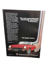 Vintage 1982 Print Ad Fiat Spider Turbo Convertible Sports Car Original 80s