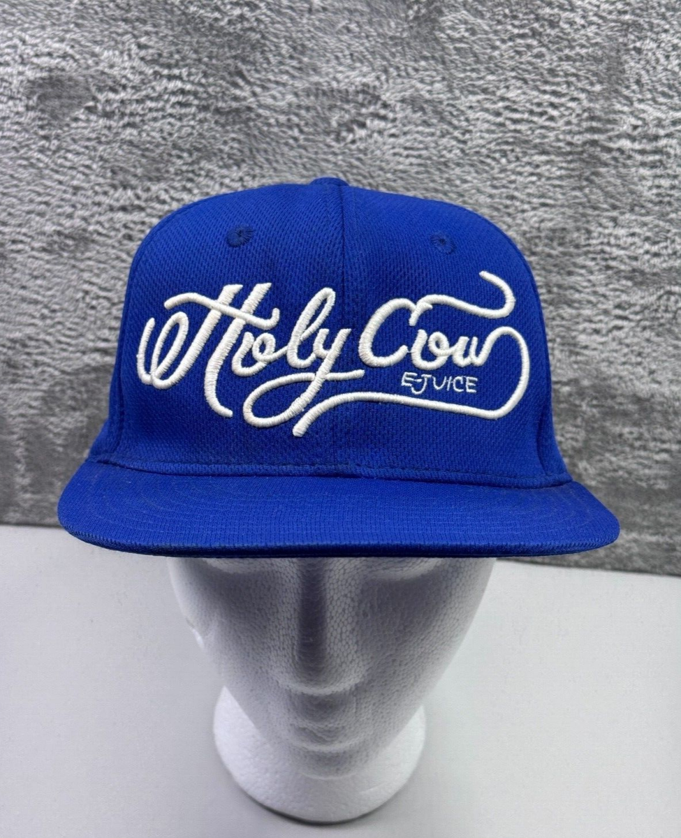 Holy Cow Decky Blue Flat Bill Hat Breathable Adjustable Snapback Light  Weight