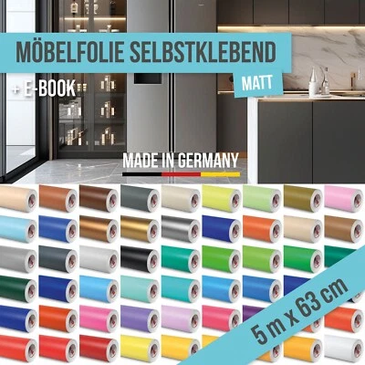 Möbelfolie Klebefolie Matt selbstklebende matte Folie Uni Farben Vinylfolie - Bild 1 von 4