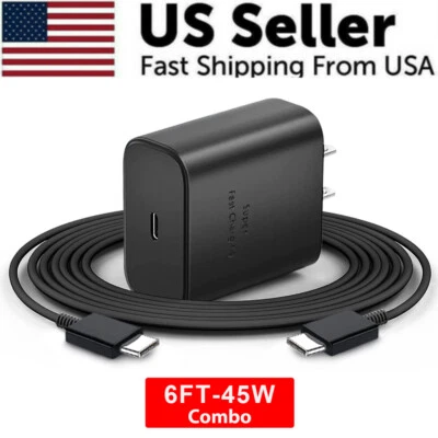 THE-PHONE-ZONE 45W Super Fast Charging Adapter Charger for Samsung Galaxy S25 S24 S23 S22