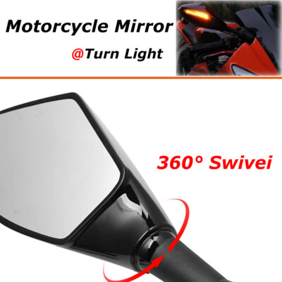 Rearview Side LED Turn Signal Mirrors For Kawasaki ZX10R 2004-05