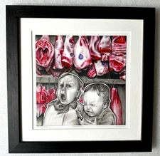 Michael Mararian Giclee Print Signed A/P 'Fear of Meat' and Framed