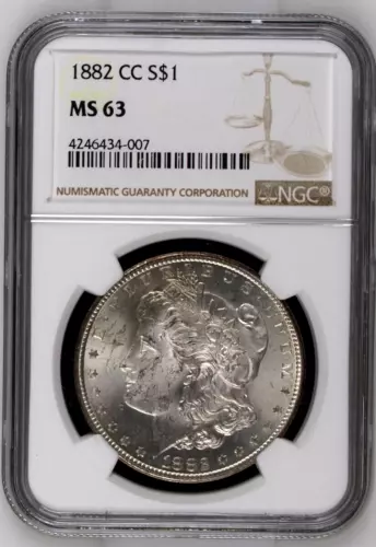 1882 CC Morgan Silver Dollar - NGC MS 63 Certified 4246434-007