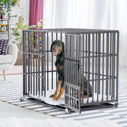 Caja negra para perro XXL caja de transporte para perros en rollos acero jaula para perro caja de viaje DE - Imagen 5 de 19