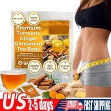 Turmeric, Ginger, Cinnamon Tea Bags, 100% Natural & No Additives & Caffeine Free