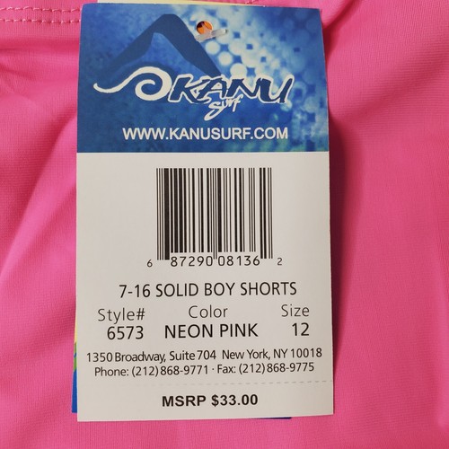 Kanu Surf Girls' Swimming Bottom UPF 50+"Boy" Shorts Neon Pink 12 - Picture 3 of 4