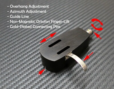 Custom-Made Headshell Opera Collection Series Overhang Azimuth Adjustment Ebony