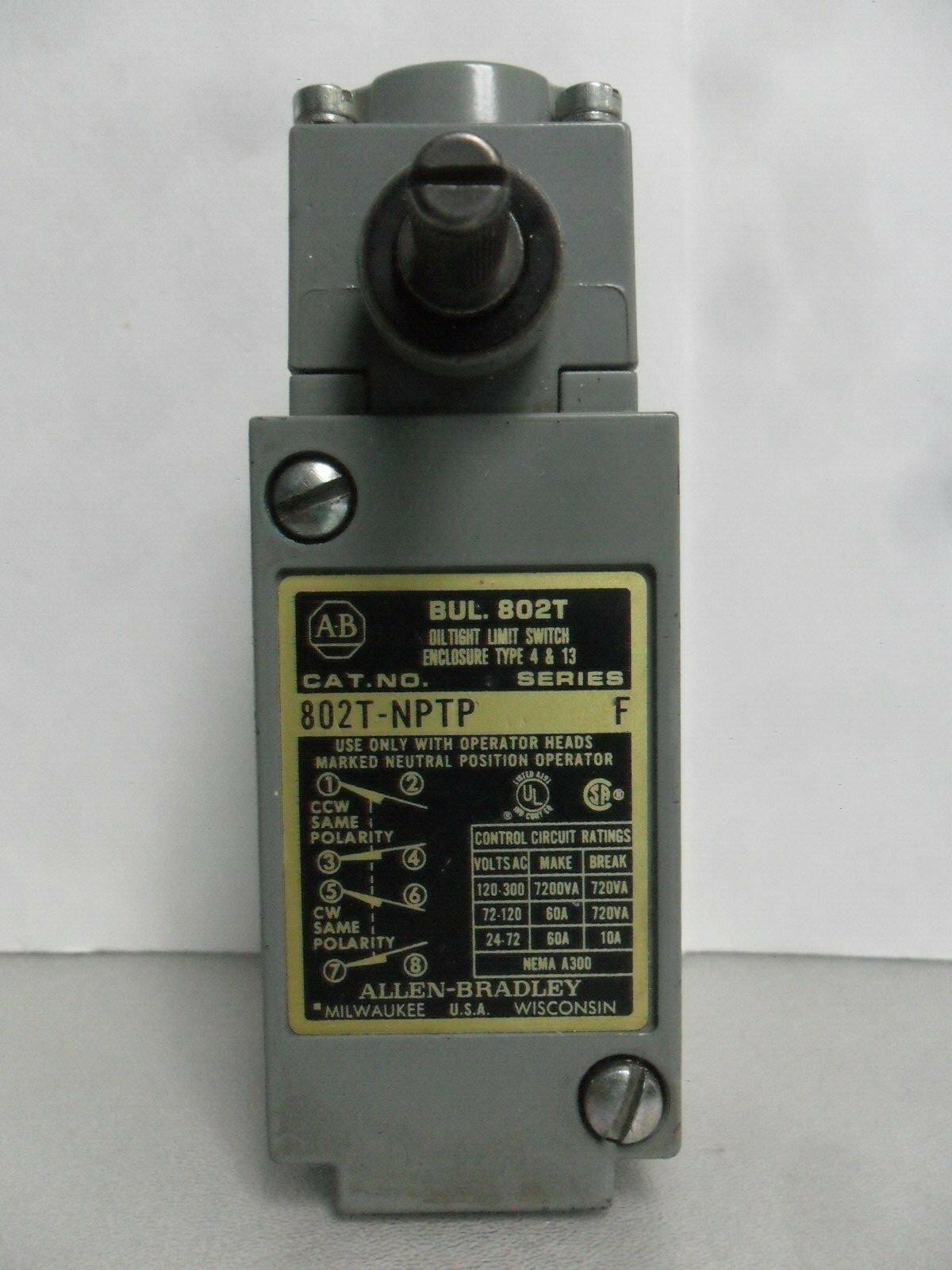 allen bradley 802t catalog on Allen Bradley 802t Nptp Series J Oiltight Limit Switch For Sale Online Ebay