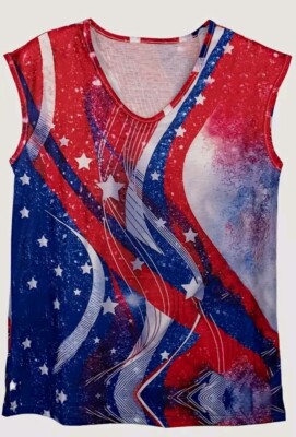 Tank Top Plus 5xl Red White Blue Shirt Stars Stripes 