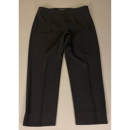 St. John Emma Pants Career Dress Pants Straight Leg Size Large Black Pleated
