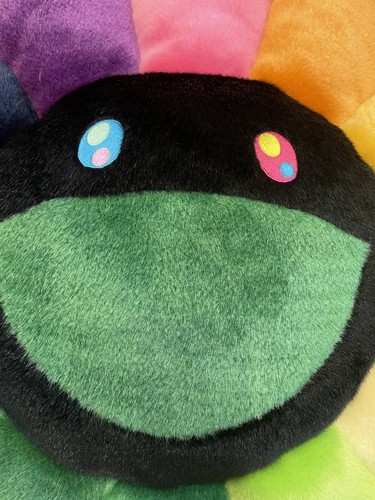 New rainbow x black Japan Kaikaikiki Cushion Flower Plush Takashi Murakami 60cm - Picture 2 of 9