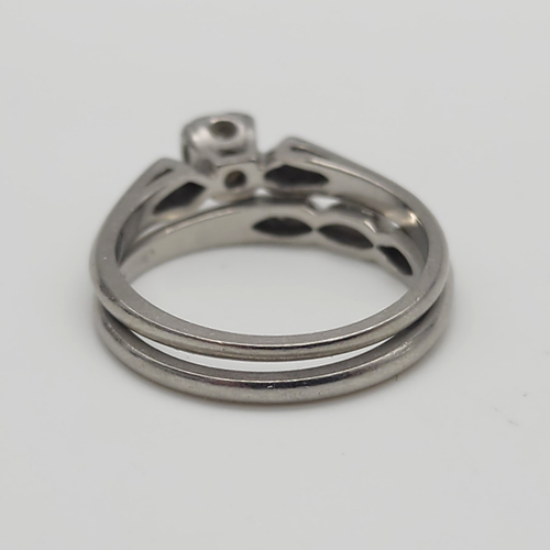 900 Platinum, Diamond - Two Ring Engagement Wedding Set - Size 6.62 - 6.75 - Picture 14 of 21