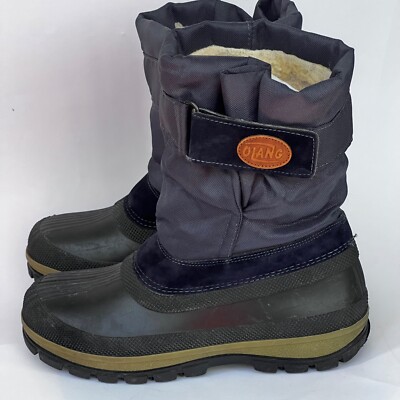 Olang Winter Snow Boots Blue Black Wool Lining Rubber/Synthetic Italy Mens Sz 41
