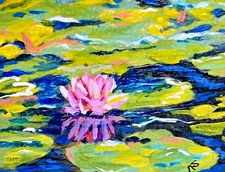 Artist Trading Card 2.5 x 3.5 ACEO Pink Waterlily 2 Print Of Painting ATC