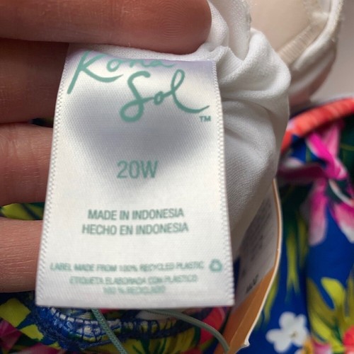 Costume da bagno Kona Sol nuovo con etichetta pezzo unico floreale con volant spalle scoperte taglia 20W - Foto 10 di 10