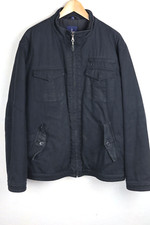 JASPER CONRAN Mens Jacket Large Zipper Coat Polyester Cotton Vintage Black