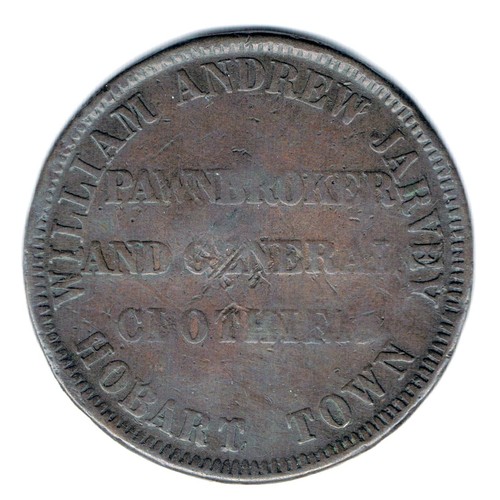 AUSTRALIA, TASMANIA - PENNY TOKEN (1862) KM# Tn137, WILLIAM ANDREW JARVEY - Picture 2 of 2