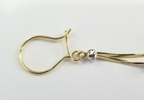 Yellow White Rose Gold Earrings Dangle Drop Chandelier Kidney Hook - Picture 3 of 8