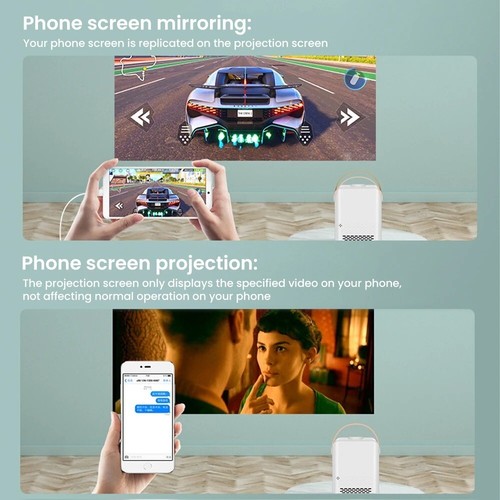 Projecteur X8 Portable pour Home cinéma, Android, vidéo HD 1080P, Bluetooth,WIFI - Photo 4/6