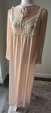 Stunning Vtg GOSSARD ARTEMIS Peach Nylon  Ruffles Nightgown Size Small