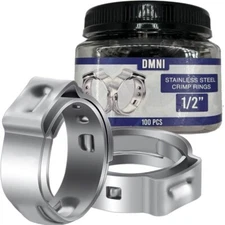 1/2 PEX Stainless Steel Cinch Clamps Crimp Rings Pinch Clamps For Tubing 100 PCS