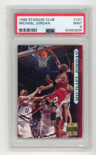 MICHAEL JORDAN 1996/97 STADIUM CLUB BASKETBALL CARD 101 CHICAGO BULLS PSA 9 MINT