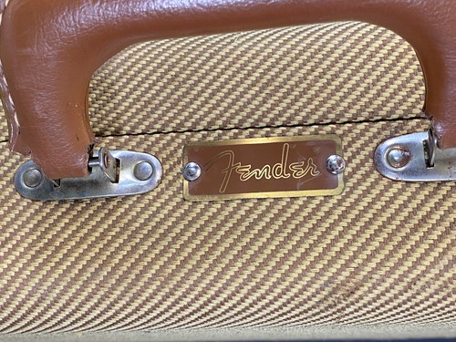 Vintage Fender Guitar Hard Case Tweed Exterior Leather Orange Interior LG - Picture 7 of 23