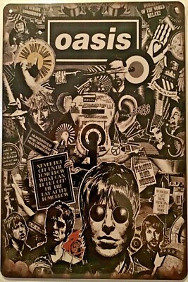 TIN SIGN 8x12 Oasis collage rock roll music band group Liam Noel Gallagher A24