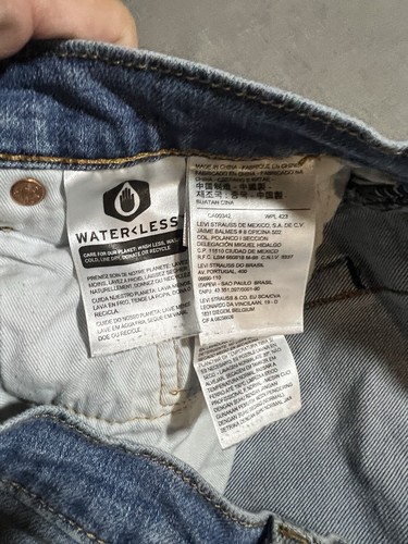 Levi's Hi Ball Roll Blue Spell Out Logo Side Stripe Jeans Mens 32x28 Stretch. - Picture 3 of 13