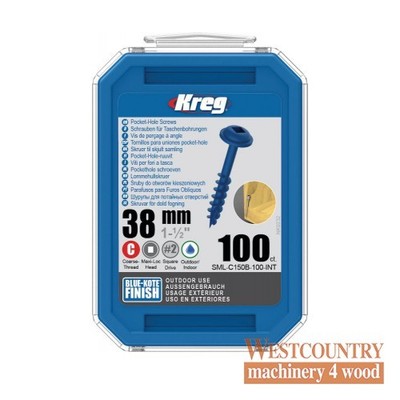 Kreg SML-C150B-100 Kreg Blue-Kote WR Sacklochschrauben - 38 mm / 1-1/2'' x 8 Coar