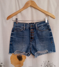 Mudd Juniors ripped button fly shortie denim jean cut off shorts xsmall