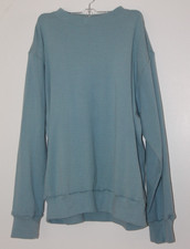 COLUMBIAKNIT Crewneck Sweatshirt Men L Blue Green Teal Boxy Made in USA Cotton