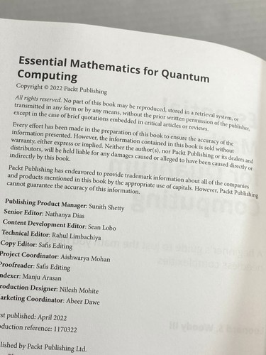 Essential Mathematics for Quantum Computing Paper Back - Foto 3 di 5